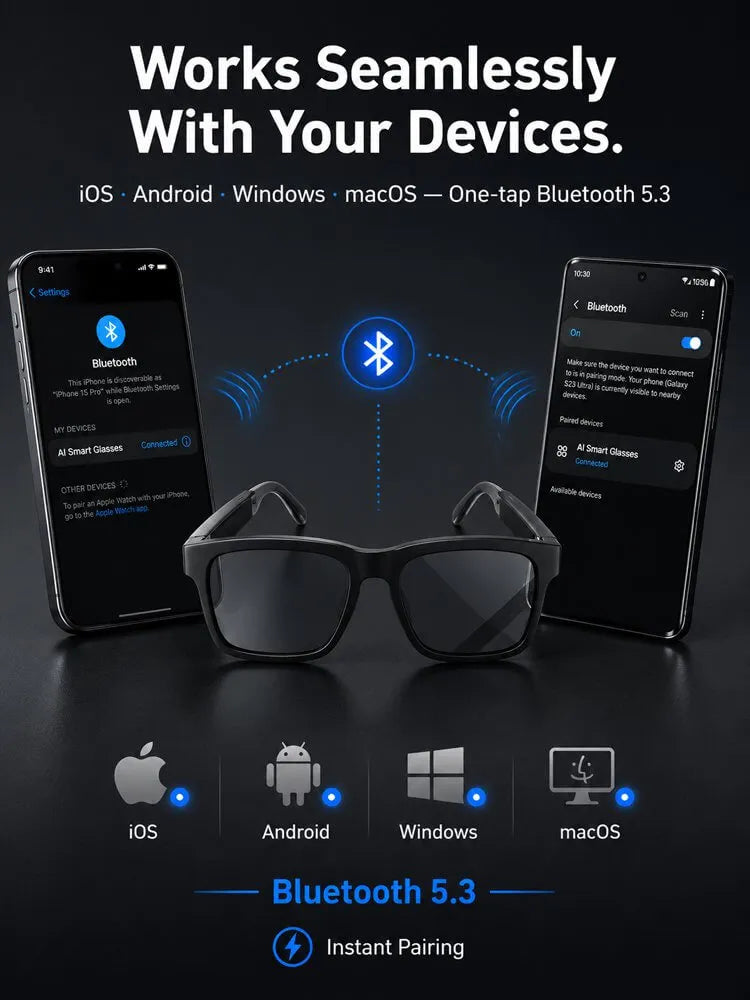 ✨ 🔥These all-in-one AI smart glasses integrate audio-visual entertainment, calls, AI interaction, language translation, and eye protection for photography—one pair solves all your daily needs, a truly sci-fi-level portable device! ✨ 🔥