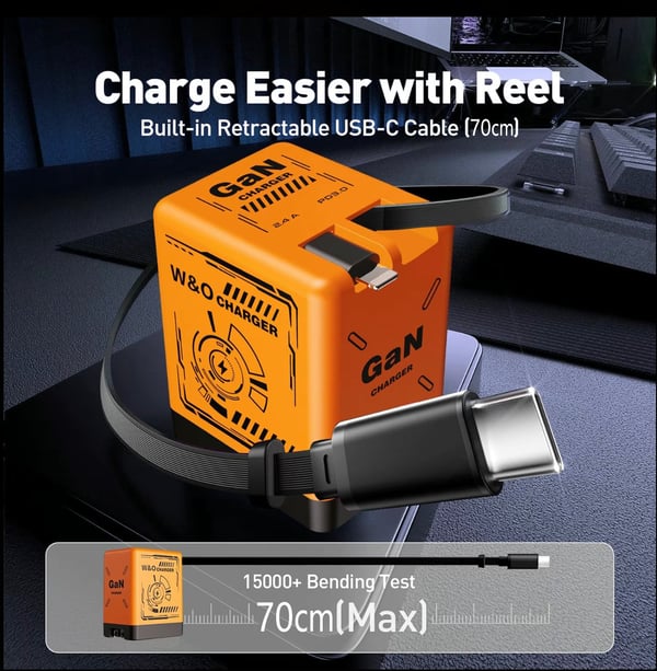 ⚡⚡W&o 2 in 1 Gan Compatible with 180W Fast Charge