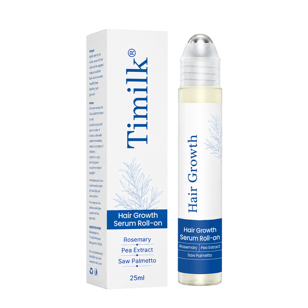 Timilk® Hair Growth Serum Roll-On – 3% Rosemary Oil Scalp Treatment for Thicker, Healthier-Looking Hair | For Men & Women 25ml