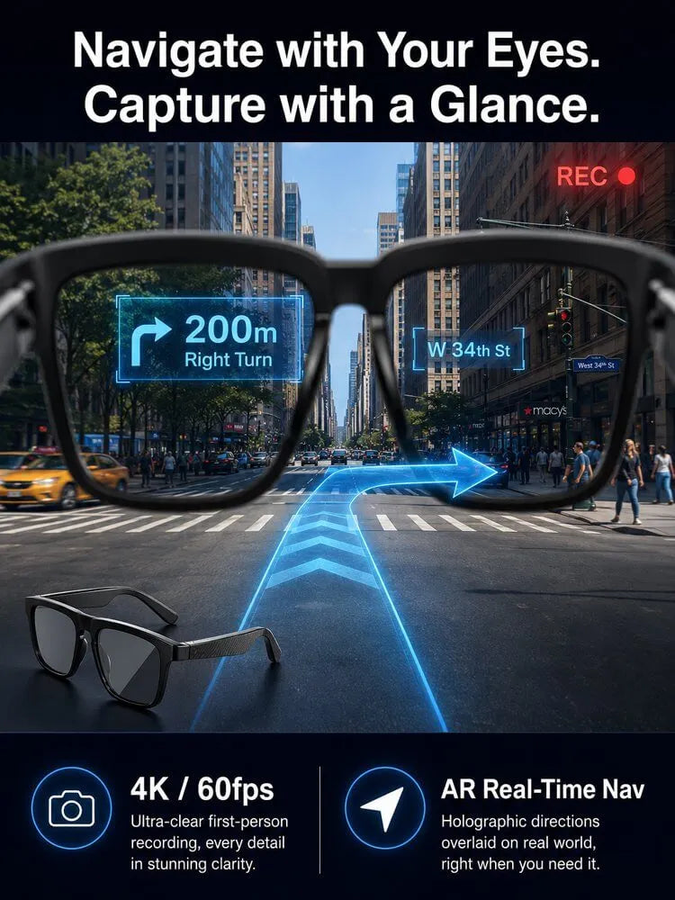 ✨ 🔥These all-in-one AI smart glasses integrate audio-visual entertainment, calls, AI interaction, language translation, and eye protection for photography—one pair solves all your daily needs, a truly sci-fi-level portable device! ✨ 🔥