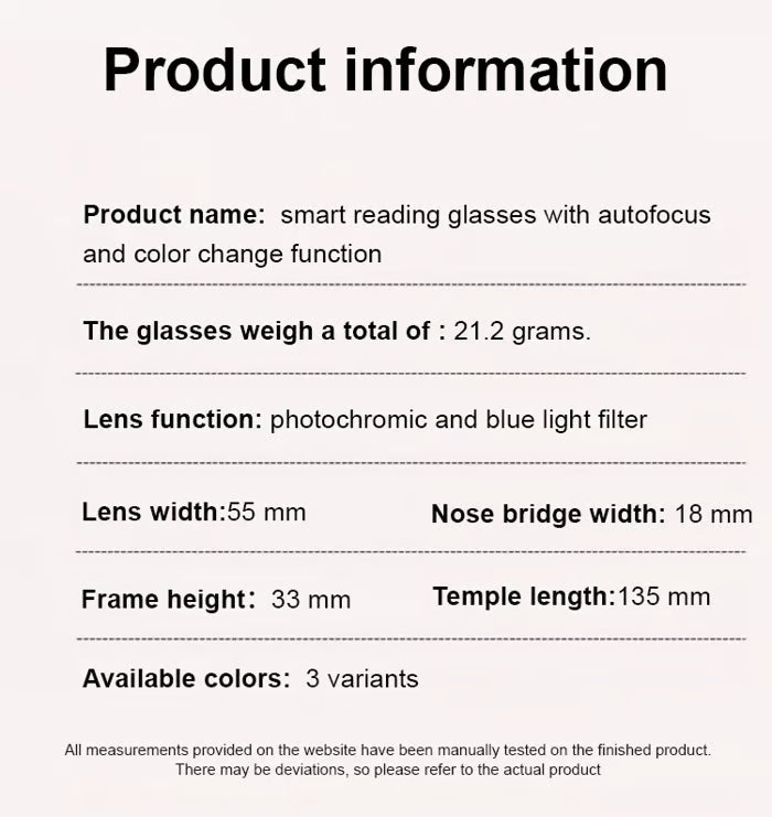【🕶️ Essilor-Varilux-Co-Created by Designers】Gypsophila Smart Zoom and Color-Changing Reading Glasses
