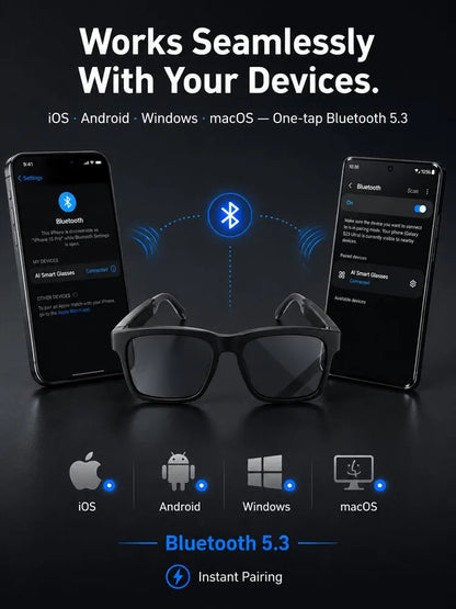 ✨ 🔥These all-in-one AI smart glasses integrate audio-visual entertainment, calls, AI interaction, language translation, and eye protection for photography—one pair solves all your daily needs, a truly sci-fi-level portable device! ✨ 🔥