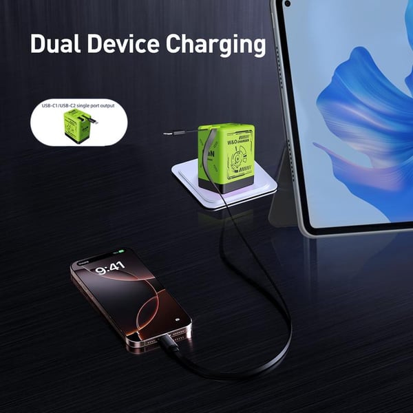 ⚡⚡W&o 2 in 1 Gan Compatible with 180W Fast Charge
