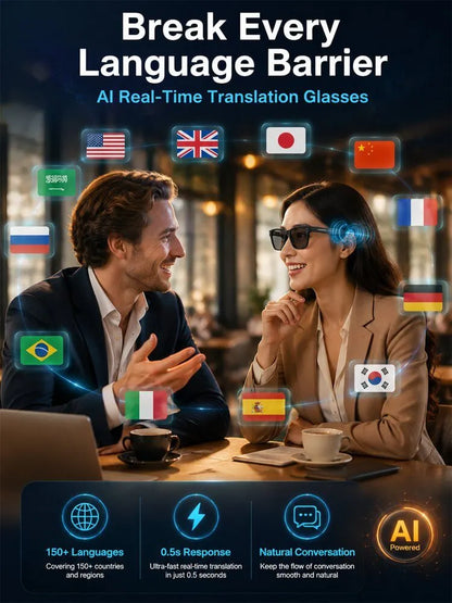 ✨ 🔥These all-in-one AI smart glasses integrate audio-visual entertainment, calls, AI interaction, language translation, and eye protection for photography—one pair solves all your daily needs, a truly sci-fi-level portable device! ✨ 🔥