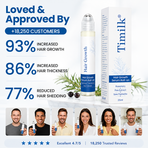 Timilk® Hair Growth Serum Roll-On – 3% Rosemary Oil Scalp Treatment for Thicker, Healthier-Looking Hair | For Men & Women 25ml