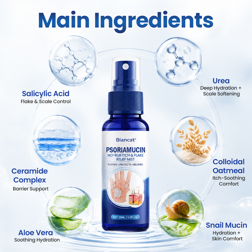 ⚡⏳Limited-time 48% off⏰💥Biancat® PsoriaMucin No-Rub Itch & Flake Relief Mist