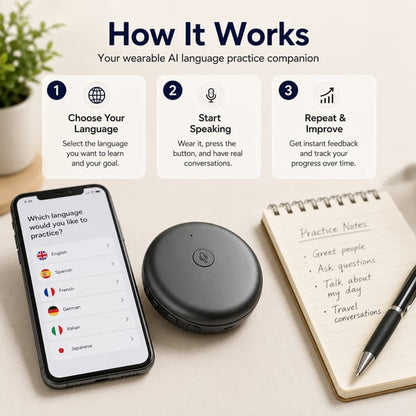 🗣️Practise Speaking Naturally Every Day – Wearable AI Language Practice Companion🤖