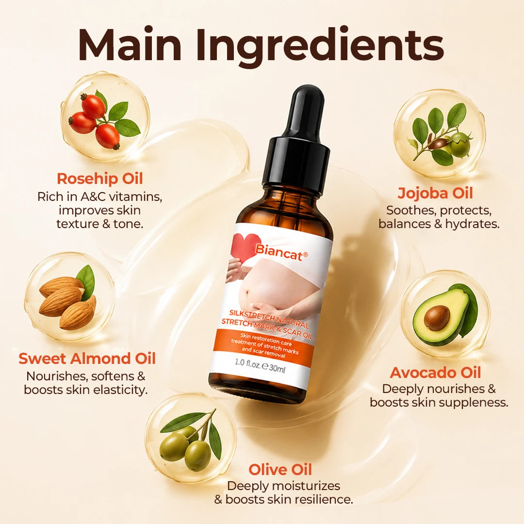 ⚡⏳Limited-time 48% off⏰💥Biancat® SilkStretch Natural Stretch Mark & Scar Oil